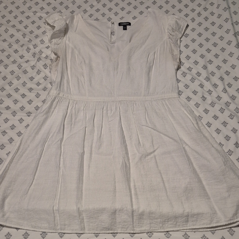 Express White Ruffled Mini Dress